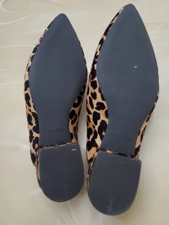 Cole Haan Calf Hair Piper Loafer Mules in Leopard Print Size 8 - Picture 9 of 12
